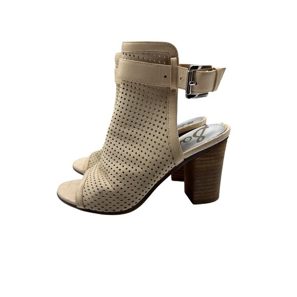 Sam Edelman Perforated Sandals Block Heel Peep Toe shoe size 6 - Picture 3 of 9